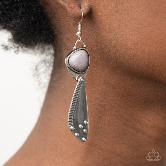 Paparazzi: Going Green Goddess, Silver Grey Earrings - Picture 2 of 3